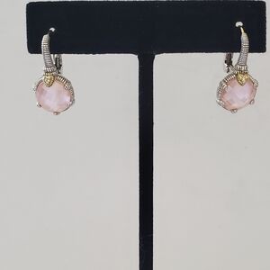Judith Ripka Pink Quartz Drop Earrings